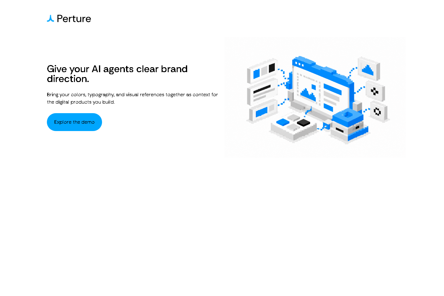 Original landing page with connected Perture context